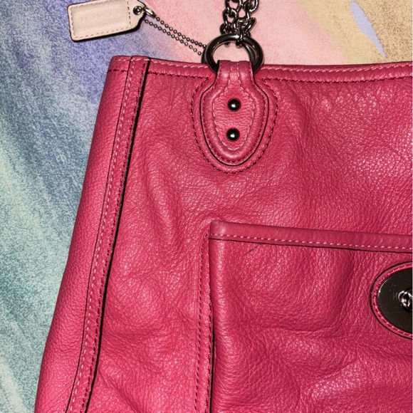 Coach Pink Shoulder Bag with Chain Straps - Picture 7 of 11